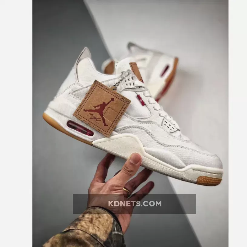 Jordan 4 Retro Levis White - Levi's x Air Jordan 4 Retro 'White Denim' AO2571-100