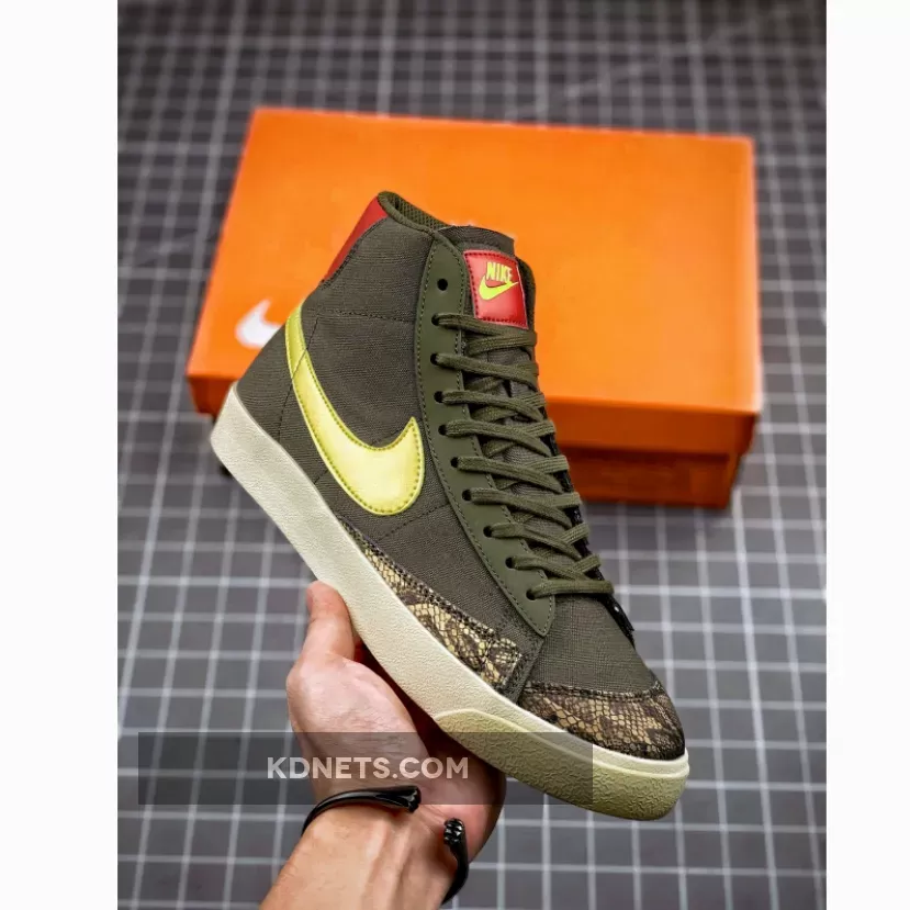 Snakeskin Nike Blazer - Nike Blazer Mid '77 Medium Olive/Lemon Venom/Fossil CZ0462-200