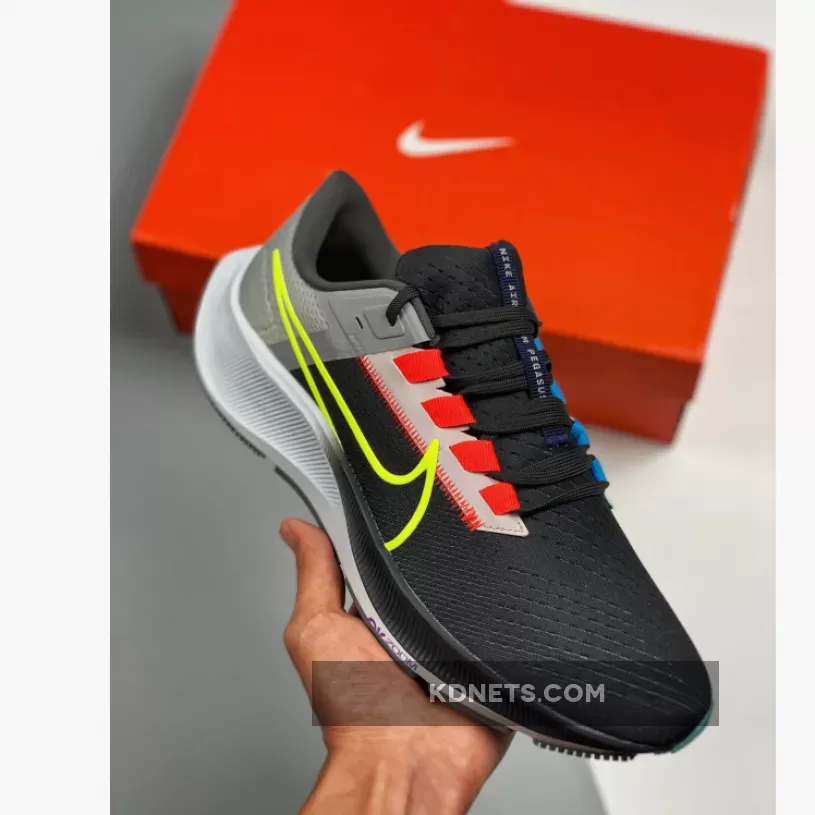 Nike Air Zoom Pegasus 38 'Mismatch' Dark Smoke Grey/White-Flash Crimson-Volt / 38 nike