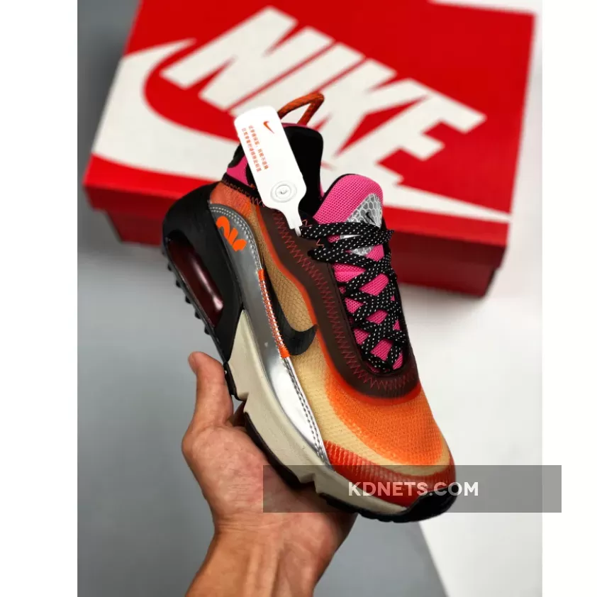 Women Orange Nikes 3M x Nike Air Max 2090 Orange Pink Metallic Silver CW8611-800