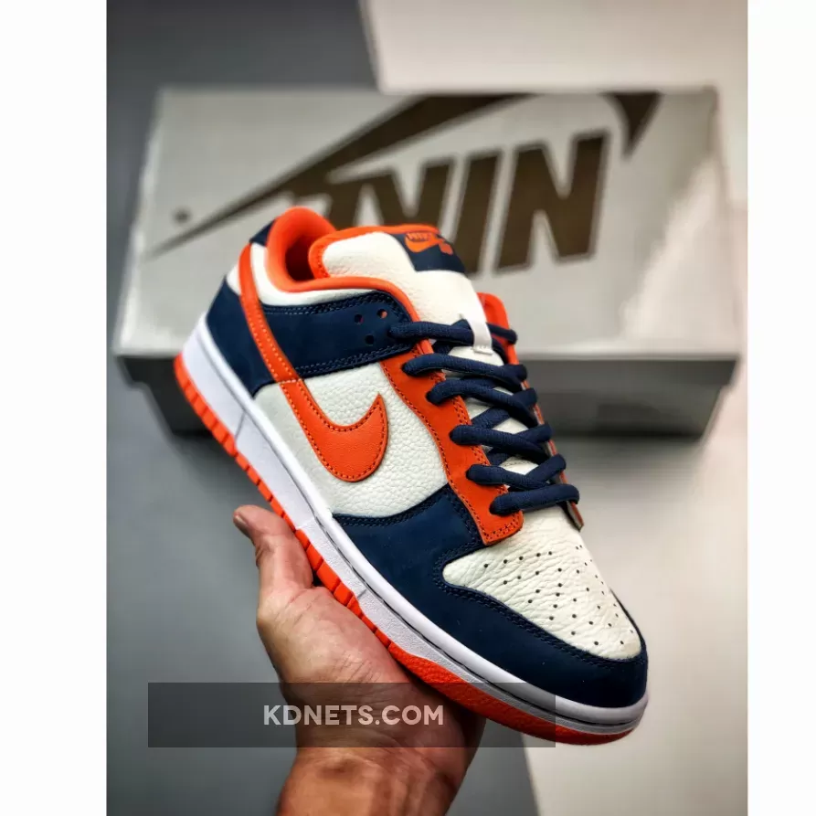 Nike SB Dunk Low Broncos White/Orange Blaze-Midnight Navy | nike sb navy