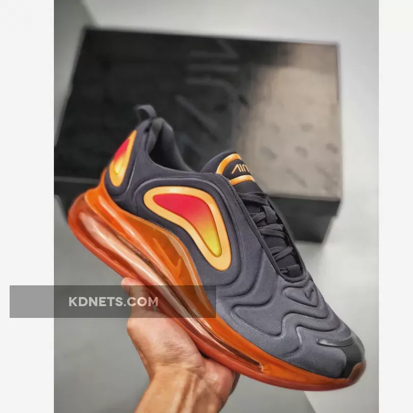 Nike Air Max 720 Black/Fuel Orange-Yellow Pulse #air max 720 run utility yellow