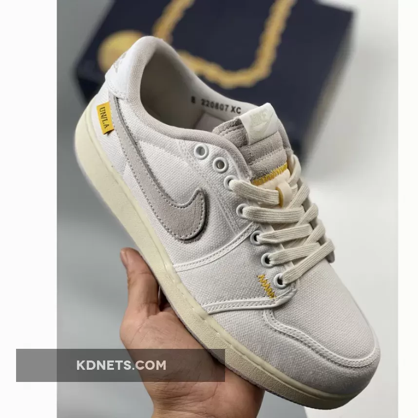 Union x AJKO 1 Low White/Sail-University Gold-Neutral Grey / union la jordan 1 low ko