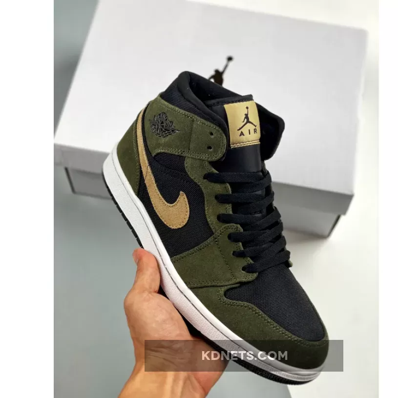 Air Jordan 1 Mid Olive Green | army jordan 1 BQ6472-030
