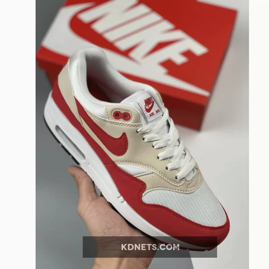 Nike Air Max 1 Anniversary OG White/University Red-Neutral Grey-Black | AIR NIKE RED