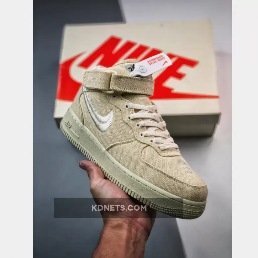 Stussy x Nike Air Force 1 Mid Fossil - stussy af1 mid fossil