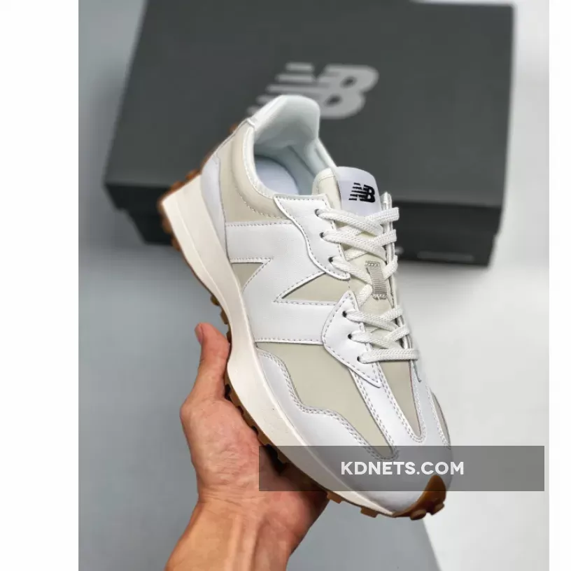 Womens White Leather New Balance - New Balance 327 White Leather 1680505093