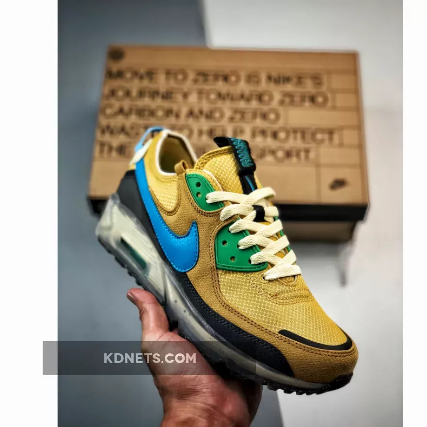 Nike Air Max 90 Terrascape Wheat Gold/Blue Lightning DQ3987-700 gold and blue nikes