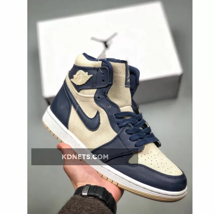 Air Jordan 1 Mid Midnight Navy/Light Cream-White AQ9131-401 - air jordan 1 cream and white