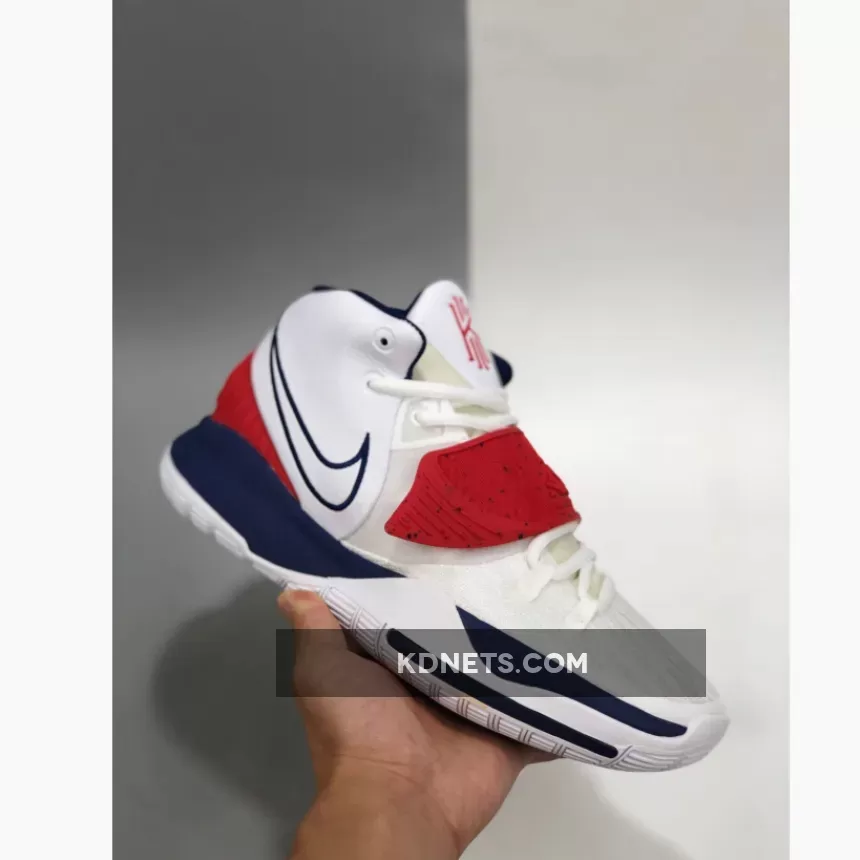 Discount Nike Kyrie 6 'USA' White Navy Red BQ4630-102