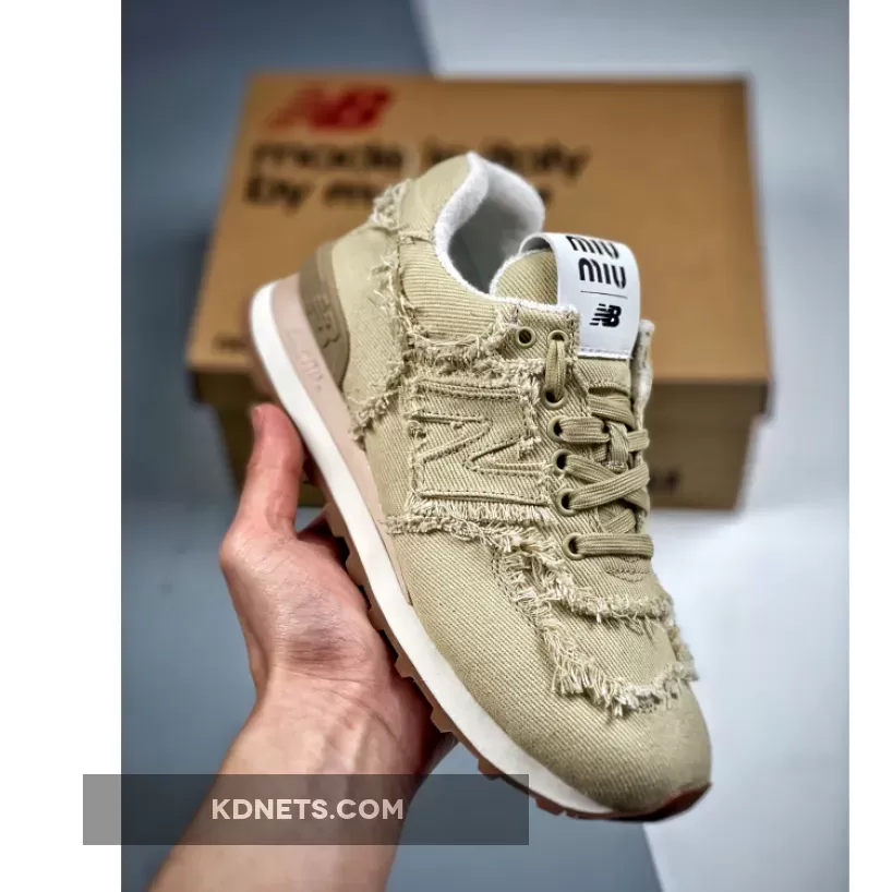 Miu Miu x New Balance 574 Denim Beige miu miu newbalance