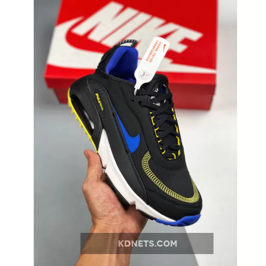 Nike Air Max 2090 Black Hyper Blue Yellow #yellow and black nike sneakers