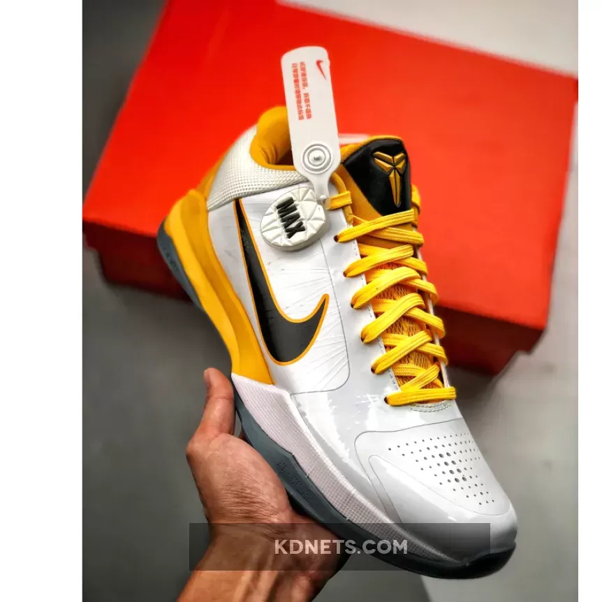 Nike Zoom Kobe 5 White/Black-Del Sol-Metallic Silver - kobe 5 yellow black