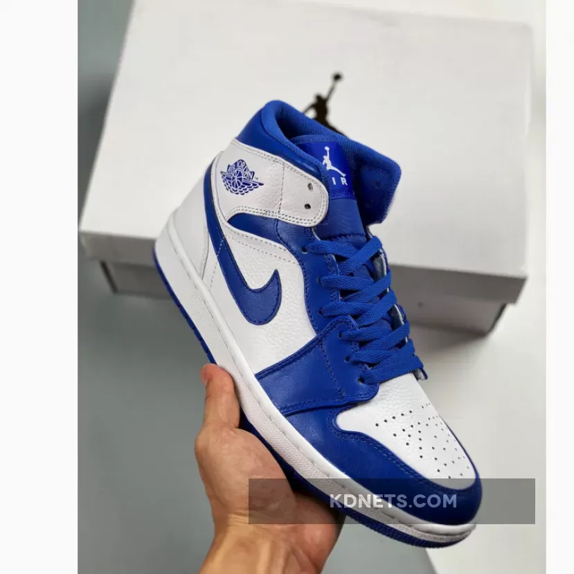 Air Jordan 1 Mid White/Hyper Royal 554724-114 jordan 1 mid black/white/hyper royal