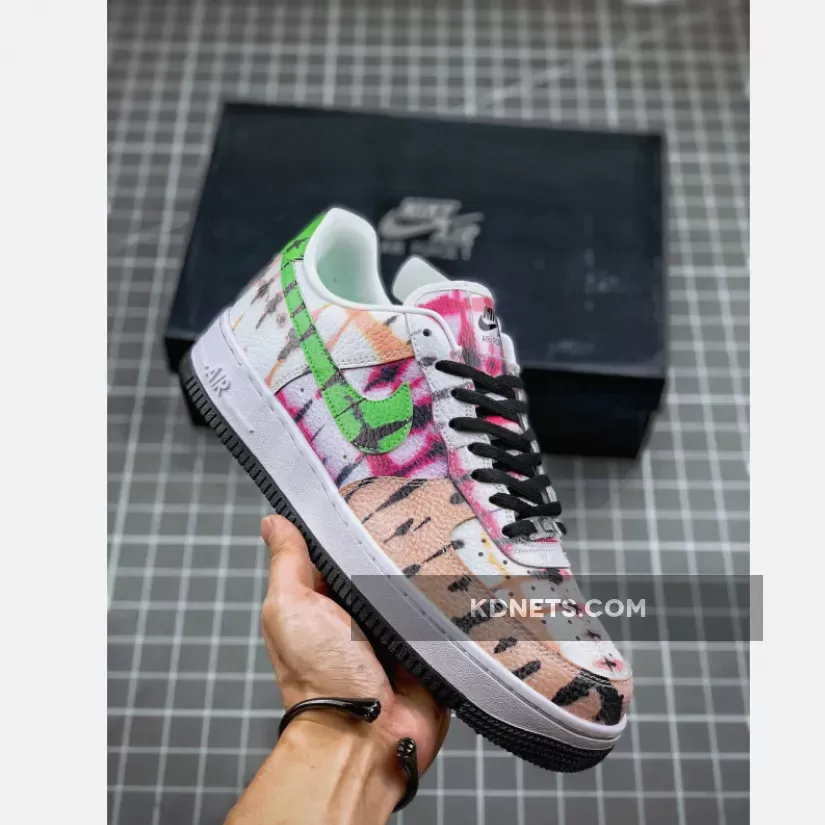 Nike Air Force 1 Low 'Black Tie Dye' White/Green Strike-Washed Coral-Black Air Force 1 Tie Dye CW1267-101