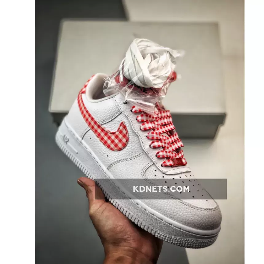 Air Force 1 Low Gingham White Red