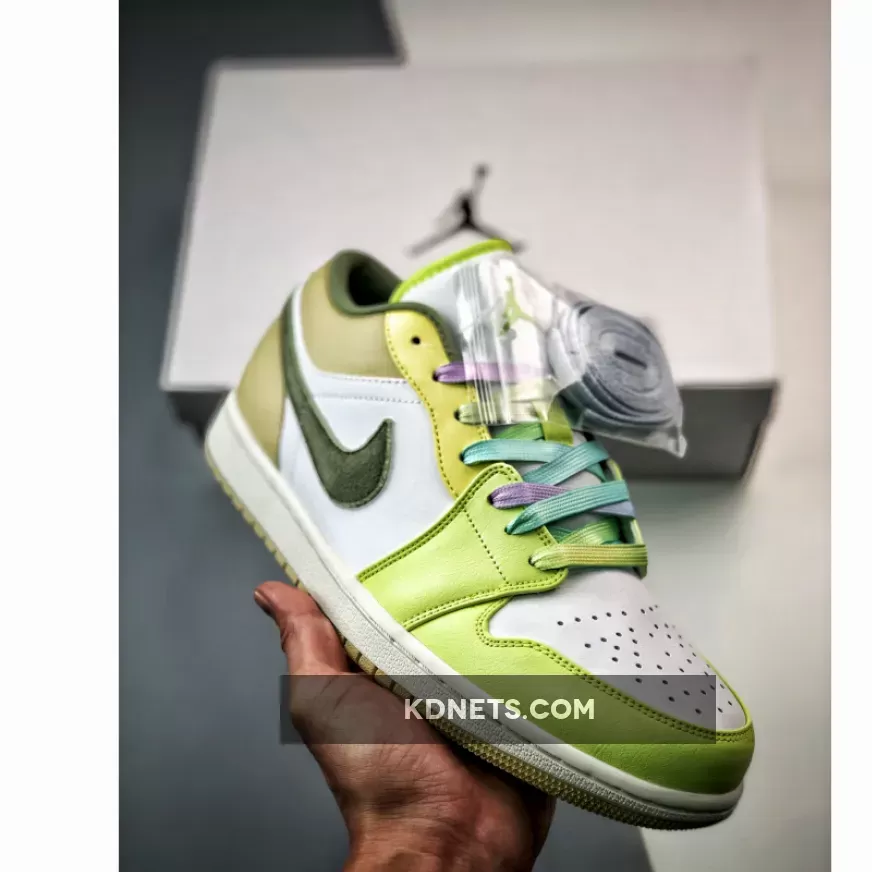 Air Jordan 1 Low Sail/Light Olive-Pale Citron-Desert