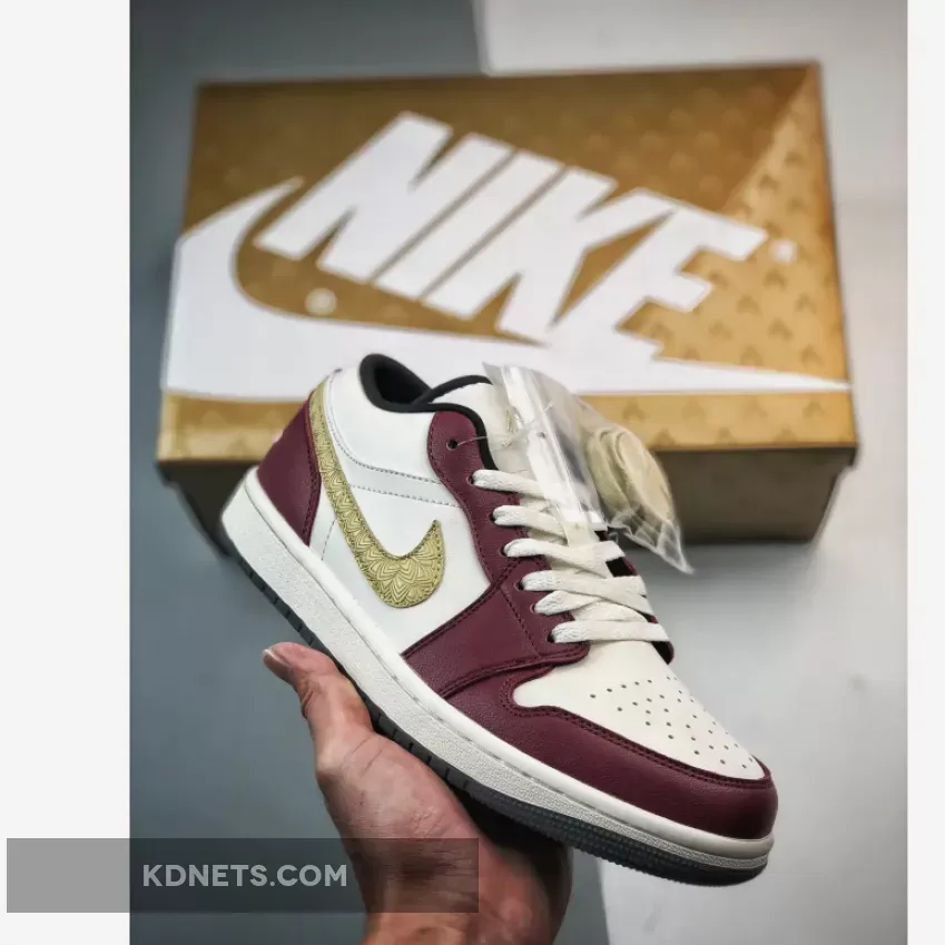 Air Jordan 1 Low SE "Year of the Dragon" Sail/Metallic Gold Grain-Red