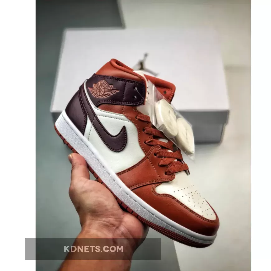 Air Jordan 1 Mid Dusty Peach Night Maroon