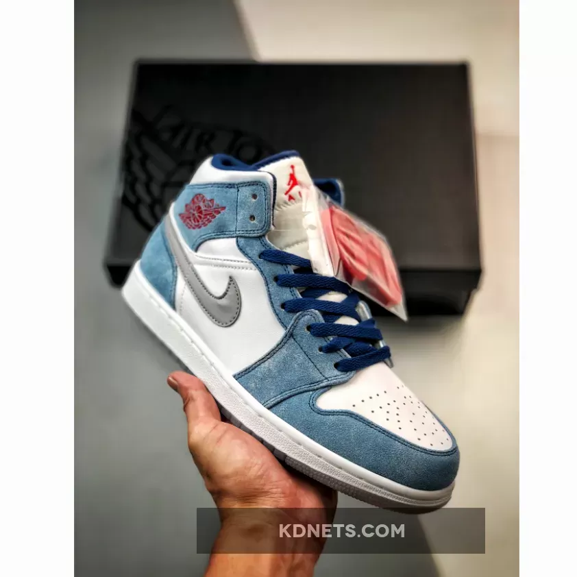 Air Jordan 1 Mid French Blue Fire Red