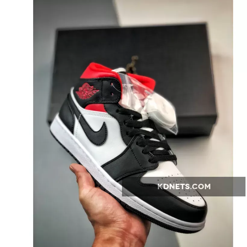 Air Jordan 1 Mid ‘Panda’ Black/Gym Red-Sail