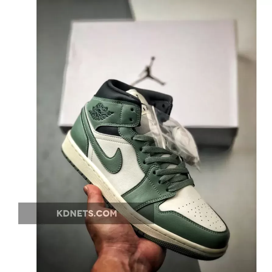 Air Jordan 1 Mid Sail/Anthracite-Jade Smoke