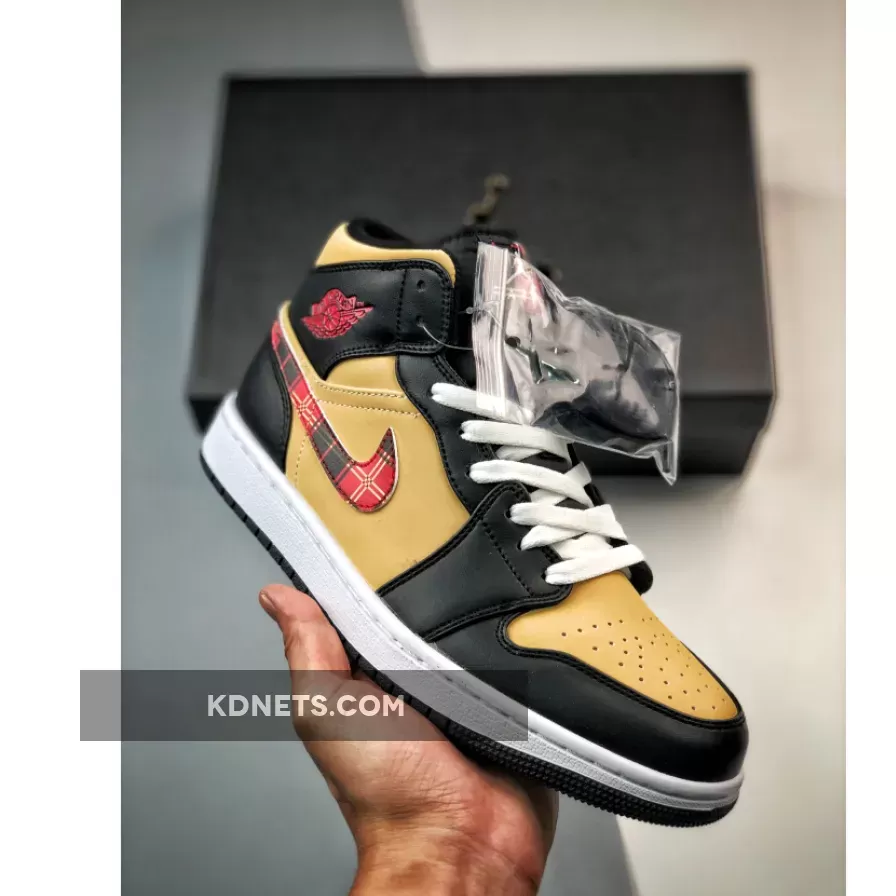 Air Jordan 1 Mid "Tartan Swoosh" Black Red