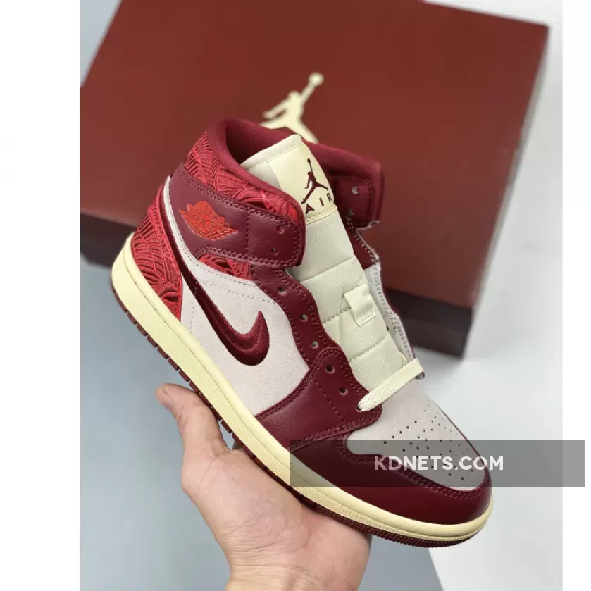 Air Jordan 1 Mid Tiki Leaf Red