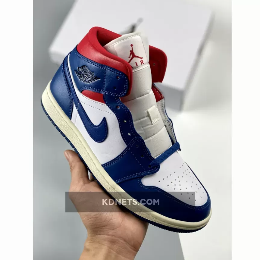 Air Jordan 1 Mid White/French Blue-Red-Black
