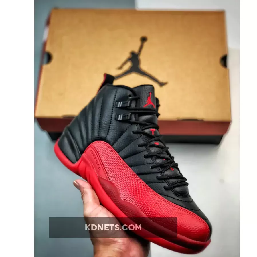 Air Jordan 12 Flu Game Black and Varsity Red