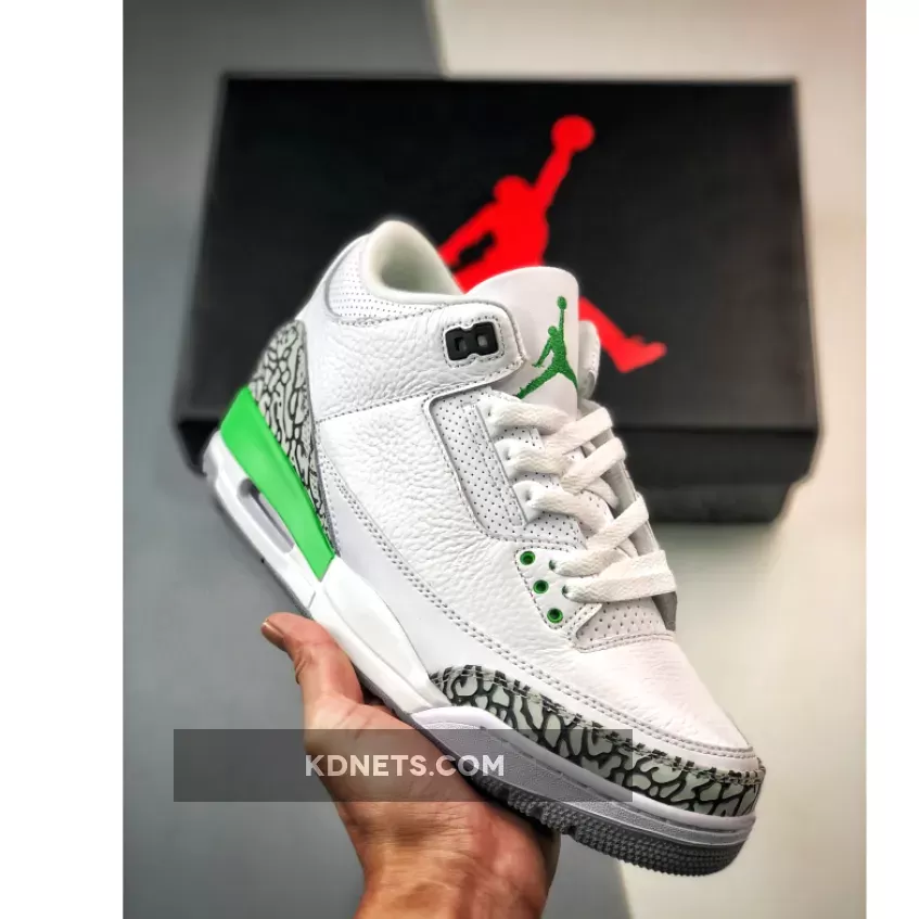 Air Jordan 3 White/Lucky Green-Varsity Red