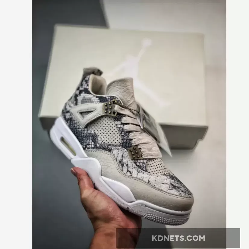 Air Jordan 4 Retro Snakeskin Light-Bone / White / Grey