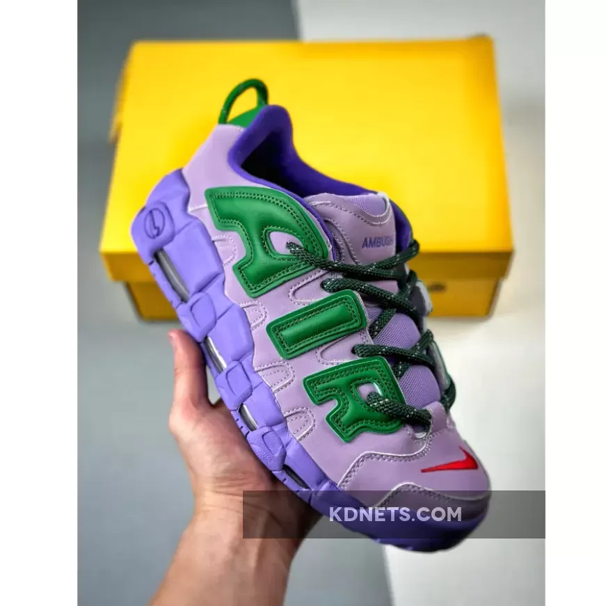 AMBUSH x Nike Air More Uptempo Lilac/Apple Green-University Red
