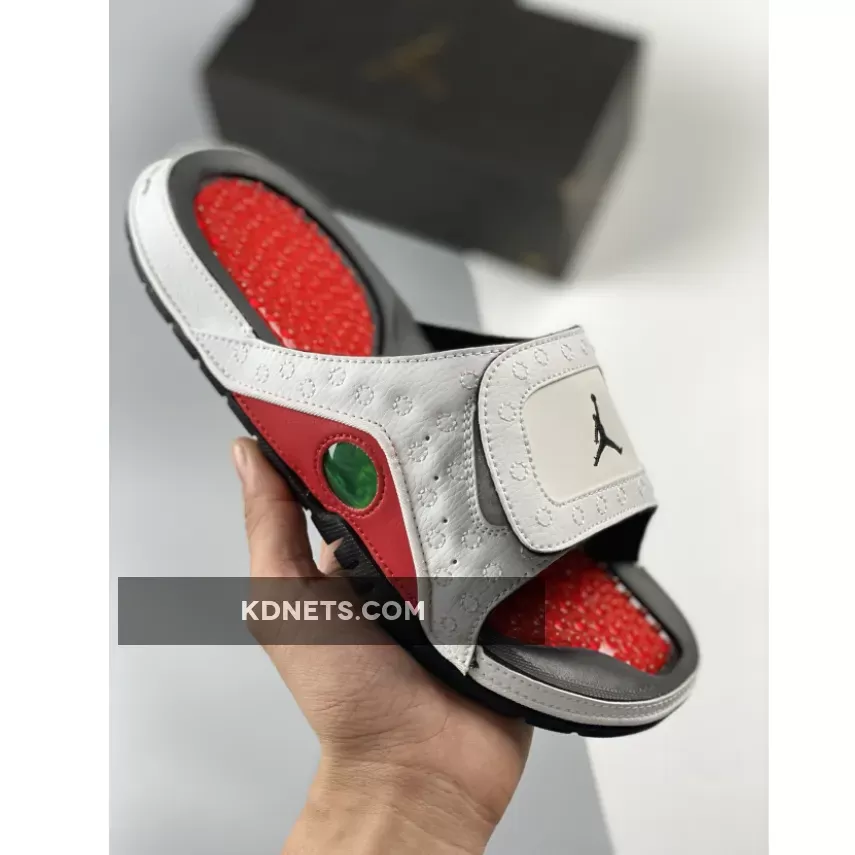 jordan hydro 13 slide white/black-gym red