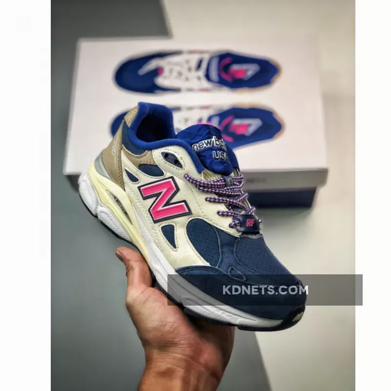 Kith x New Balance 990v3 ‘Daytona’ Tan/Navy/Pink