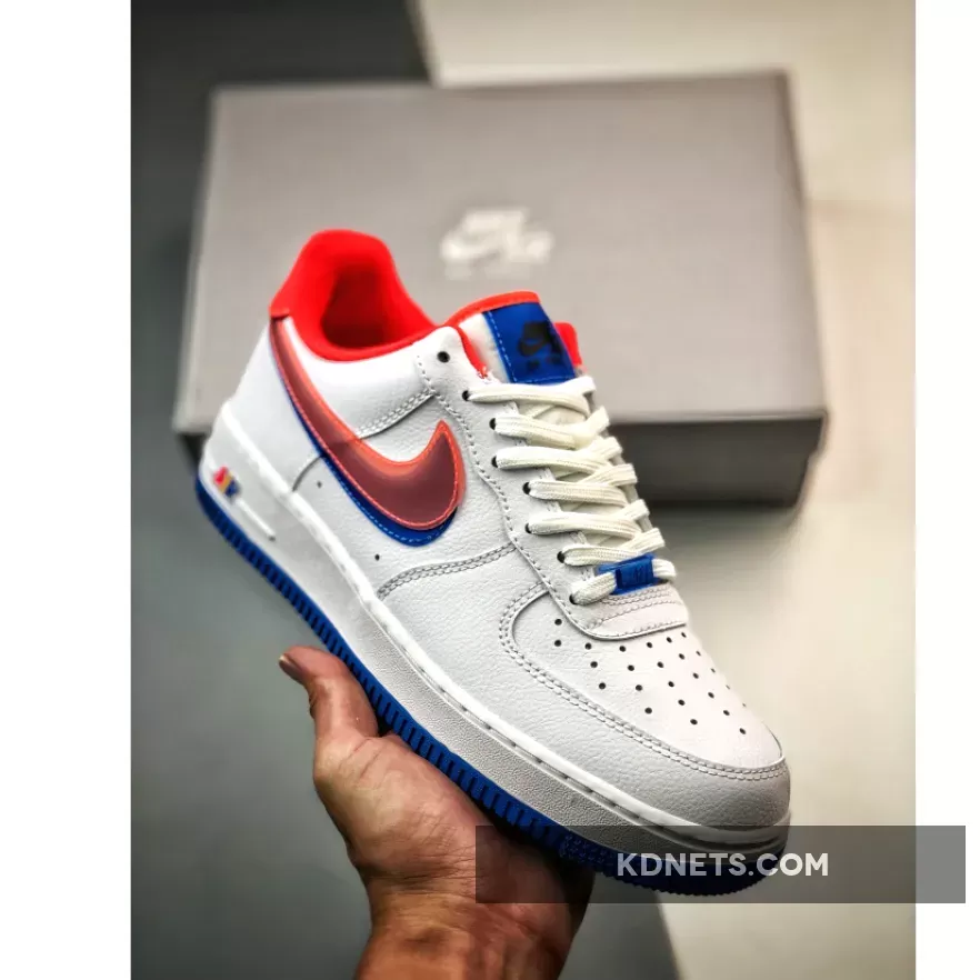 Nike Air Force 1 Low Double Swoosh White Blue Orange Casual Shoes