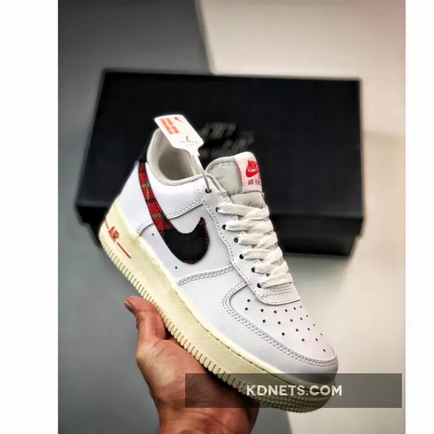 Nike Air Force 1 Low "Plaid Swoosh" White/University Red