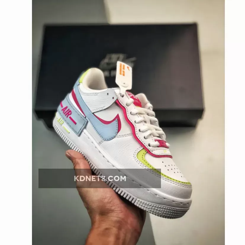 Nike Air Force 1 Shadow White/Fireberry/Light Lemon Twist/Blue Tint