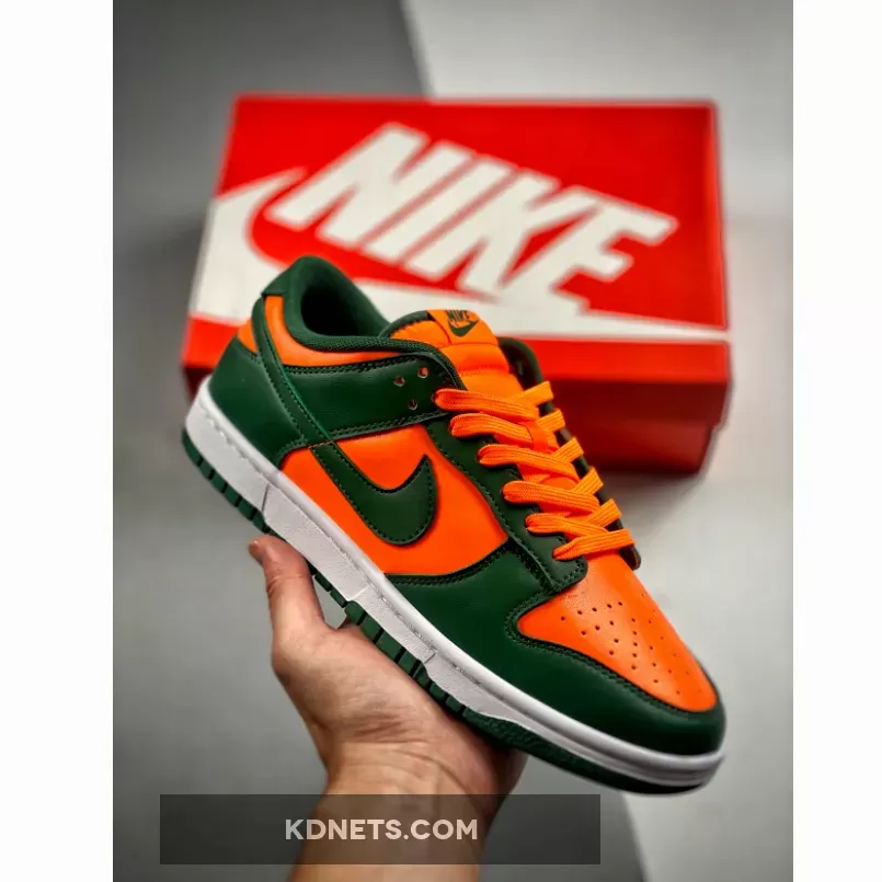 Nike Dunk Low "Miami Hurricanes" Gorge Green/White-Total Orange